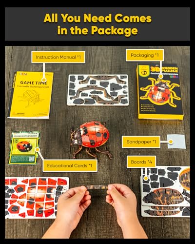 STEM Educational Science Kits for Kids Age 8+,Ladybug 3D Realistic Wooden Puzzle for Boys&Girls,Funny Gifts for Birthday,Christmas&Holiday,STEM Toys for 8-10-11-12-13-14