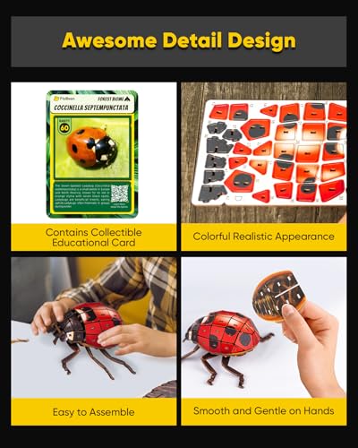 STEM Educational Science Kits for Kids Age 8+,Ladybug 3D Realistic Wooden Puzzle for Boys&Girls,Funny Gifts for Birthday,Christmas&Holiday,STEM Toys for 8-10-11-12-13-14